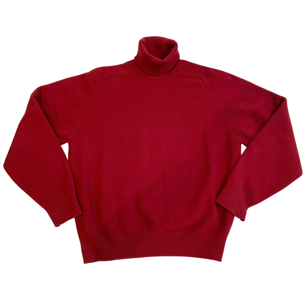 Hastings Alan Paine Red Lambswool Turtleneck Sweater Made in England Size 40